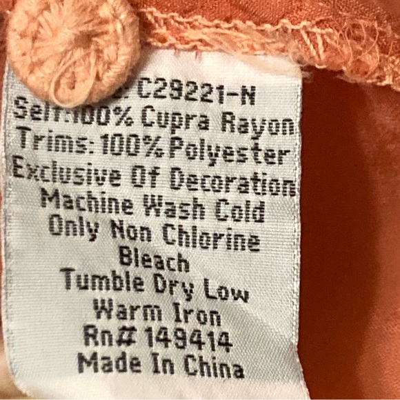 Johnny Was Pandora Long Sleeve Tunic Blouse Peasant Tangerine Orange Size Medium - Picture 5 of 10